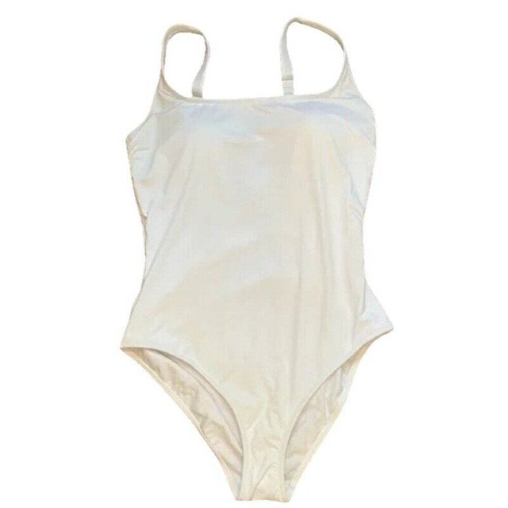 NWT Calme LG 1 Pc Maillot Tank Swimsuit White 117621